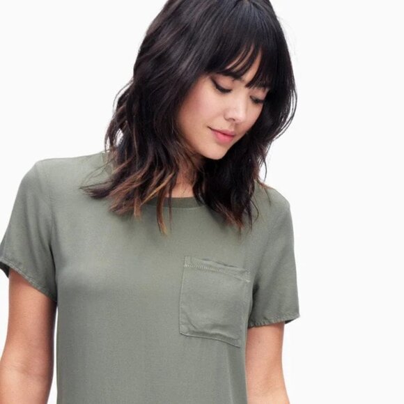 CLOTH & STONE BACK BUTTONS Pocket Tee Dress Military - Picture 13 of 13